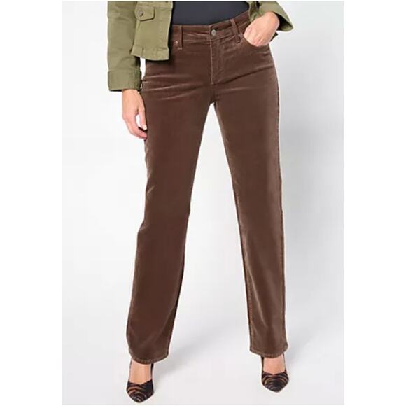 NYDJ Marilyn Straight Corduroy Pants Coffee Bean Brown Womens Size 14WP New